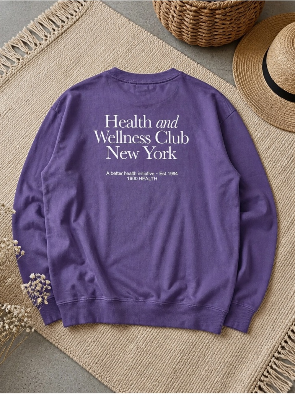 Sporty & Rich Purple 'Health and Wellness Club New York' Crewneck Sweater